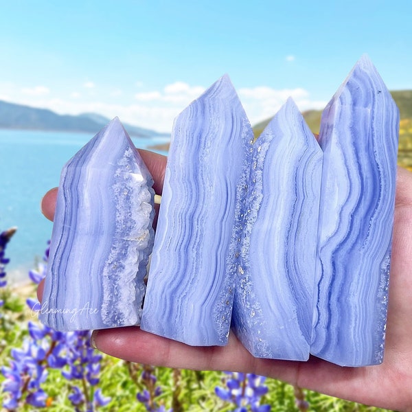 Natural Blue Lace Agate Tower