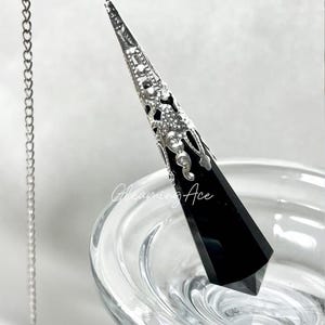 Polished Obsidian Quartz Pendulum Necklace Meditation Healing Dowsing Energy Balancing Pendant Gift