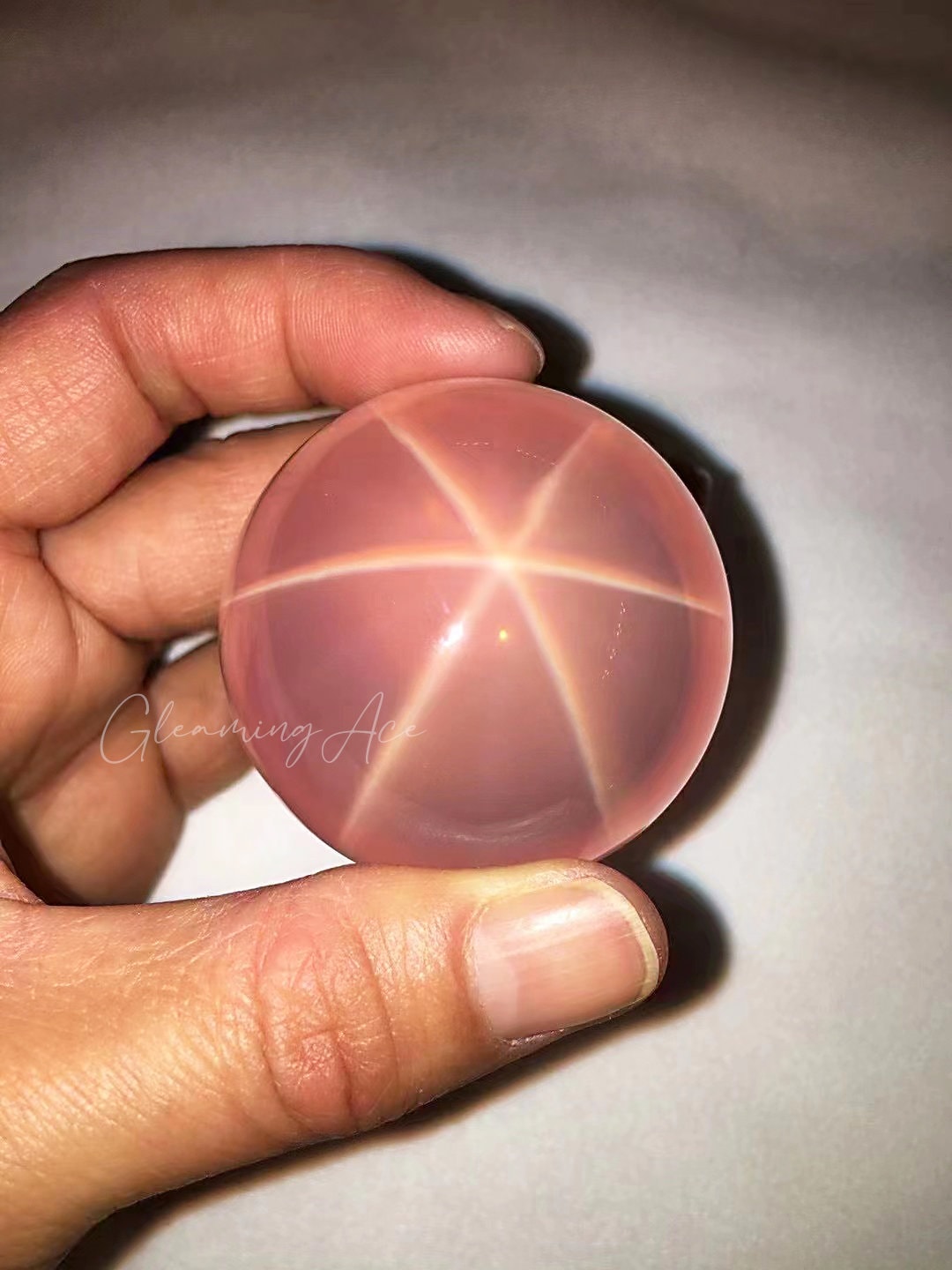 【SALE‼️70mm】　スターフラッシュ　ローズクォーツ　スフィア Natural Star Rose Quartz Sphere, High Quality Mozambique Six Star