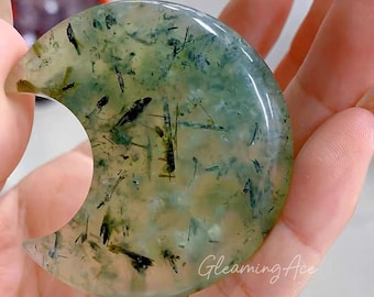 Natural Green Prehnite Moon