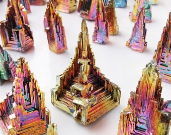Raw Rainbow Bismuth Ore Crystals, Natural Healing Aura Titanium Bismuth Specimen, Crystal Quartz Mineral
