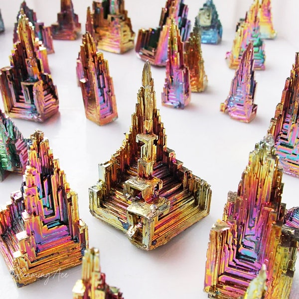 Raw Rainbow Bismuth Ore Crystals, Natural Healing Aura Titanium Bismuth Specimen, Crystal Quartz Mineral