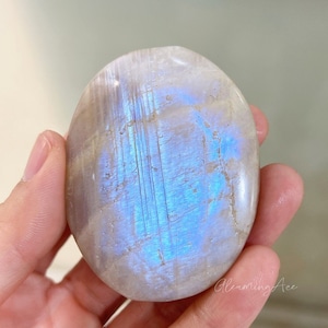 Natural Sunstone Moonstone Palm Stones, Flashy Sunstone Moonstone Pocket Stone