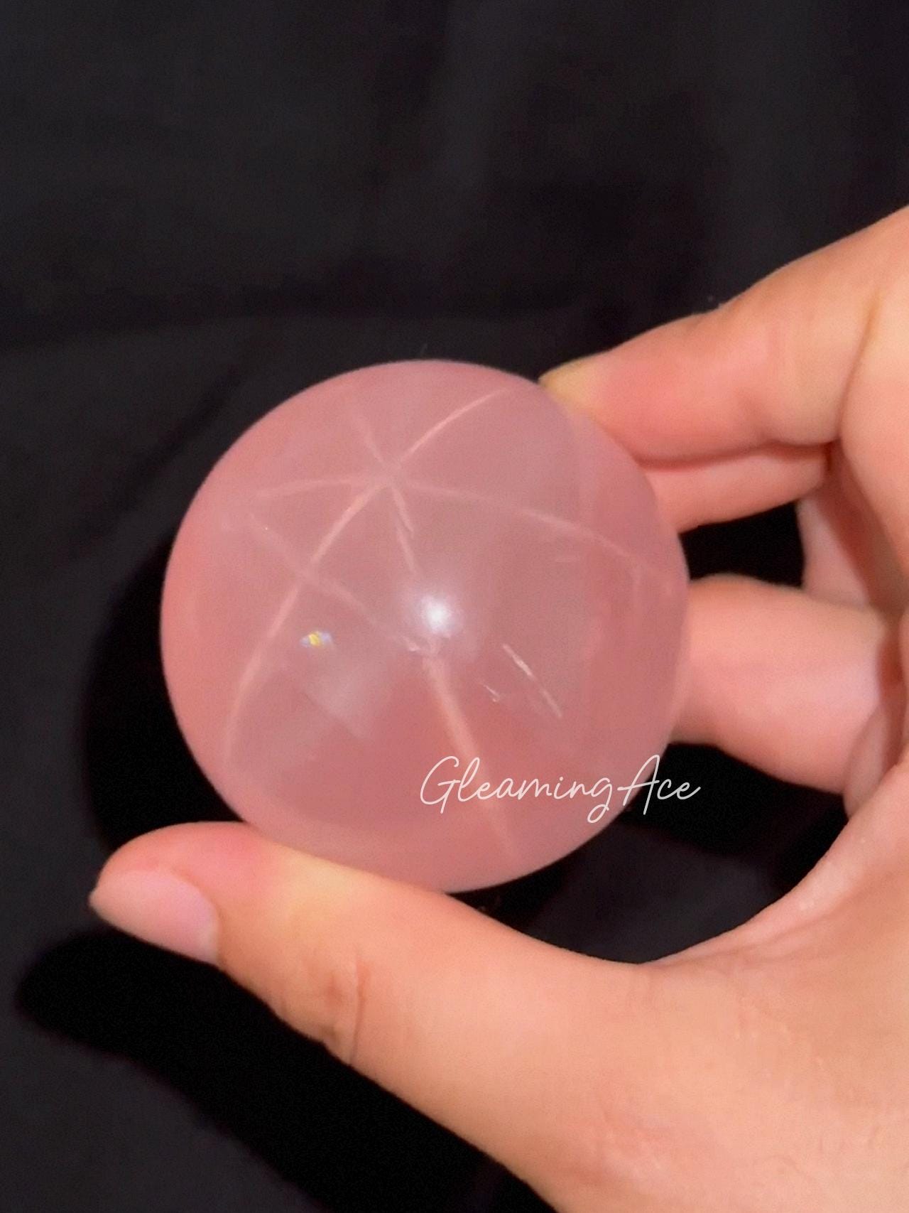 Natural Star Rose Quartz Sphere, High Quality Mozambique Six Star