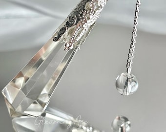 Polished Clear Quartz Pendulum Necklace Meditation Healing Dowsing Energy Balancing Pendant Gift