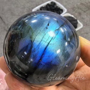 Natural Labradorite Sphere with Stand, Polished Labradorite Sphere, Quartz Crystal Ball, Labradorite Healing Crystal, Choose Size