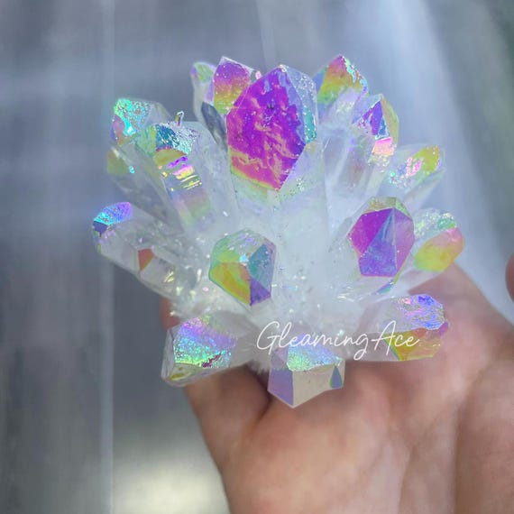 生のエンジェルオーラクリアクォーツクラスター、レインボー