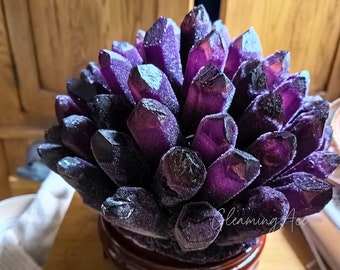Raw Dark Amethyst Quartz Crystal Clusters, Purple Phantom Ghost Crystal Mineral Specimen Crystal Gift
