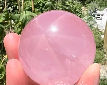 Natural Star Rose Quartz Sphere, High Quality Mozambique Six Star