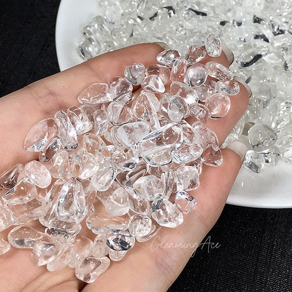 High Quality Natural Clear Quartz Crystal Chips, Bulk Wholesale Polished Raw Clear Quartz Pebbles Grid