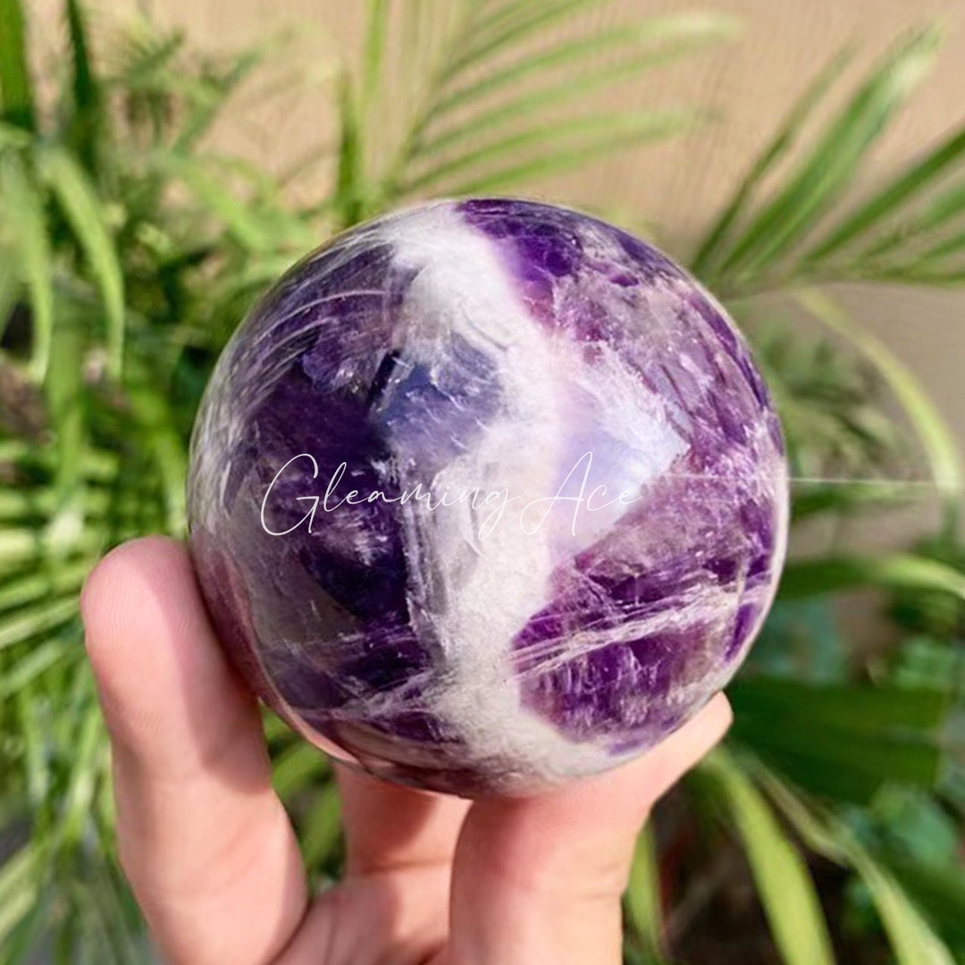 50mm Natural Dream Amethyst Sphere, Chevron Amethyst Crystal Ball ...