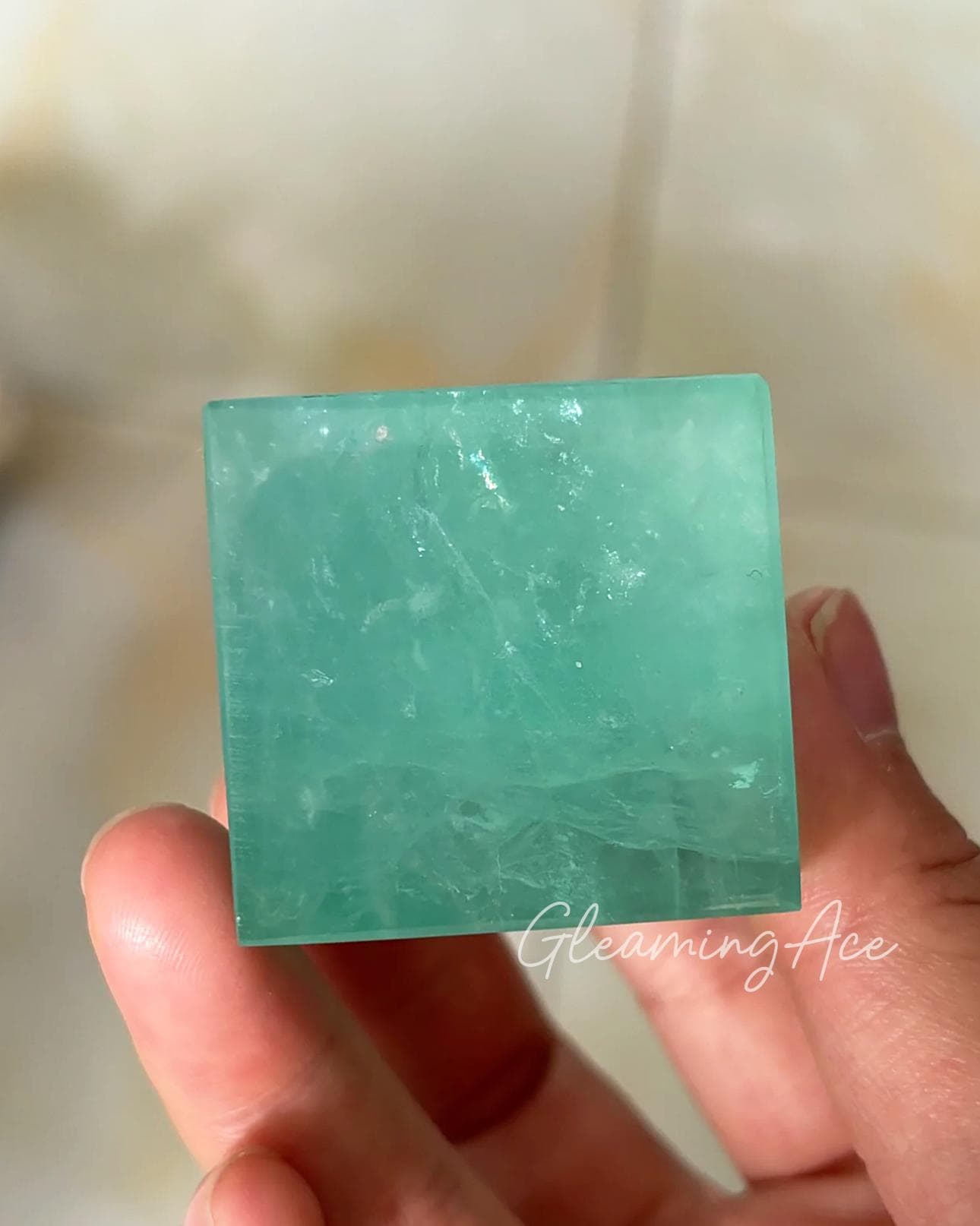 天然グリーン フローライト キューブ、研磨グリーン フローライト