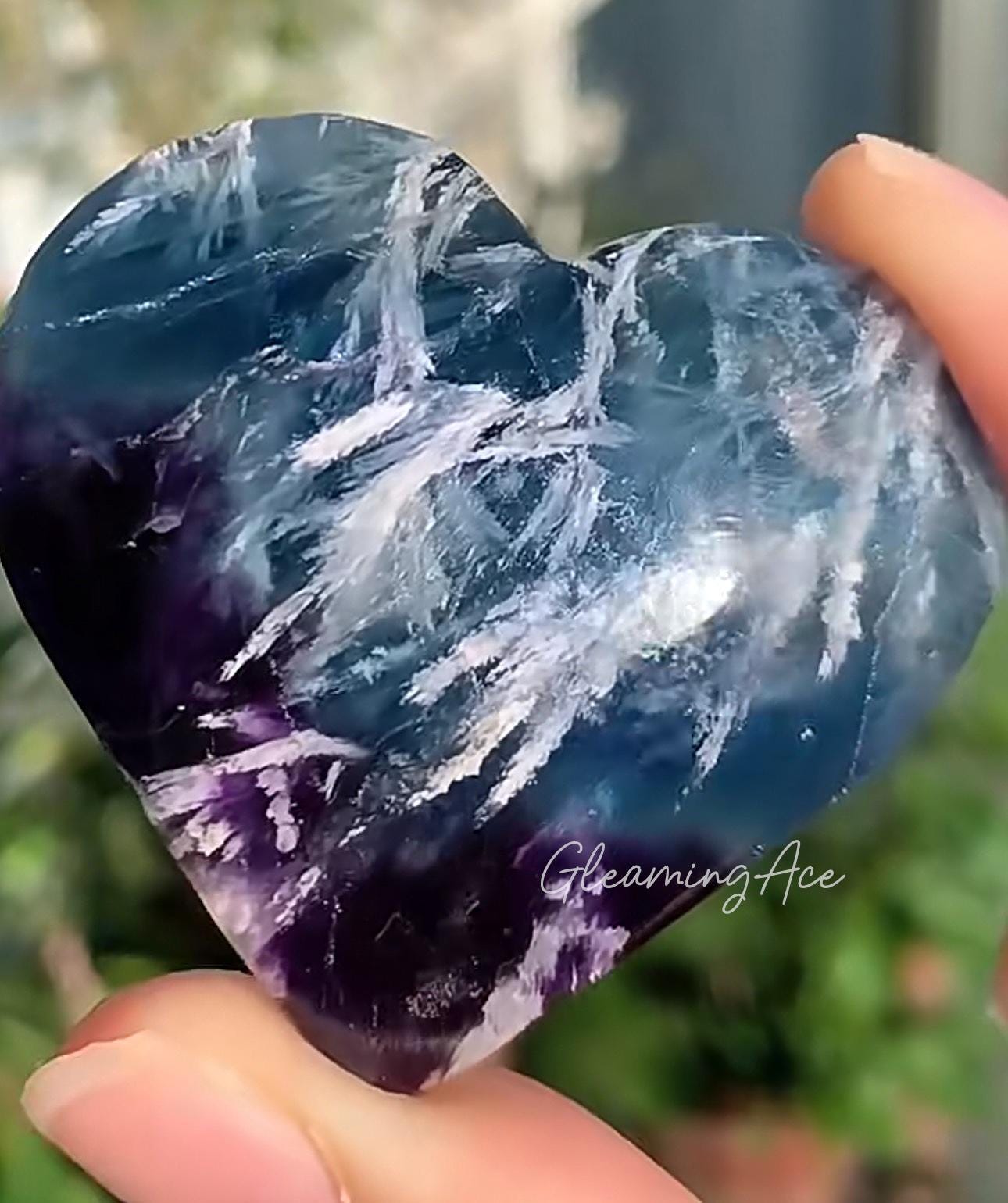 Pendentif Cœur En Fluorine Violette Naturelle 15 Mm - Vendu Seul Sans Chaîne, Neuf Sans Emballage