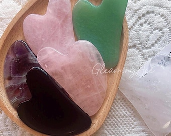 Crystal Scraping Plate Face Massage Rose Quartz Gua Sha Tool Obsidian Clear Quartz Facial Massage Tool