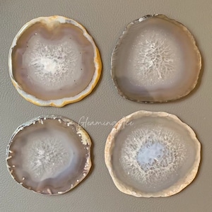 Natural Brazil Agate Coasters Slice, Polished Agate Geode Slabs, Home Decor 1PC