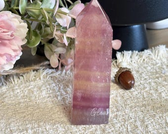 Candy Fluorite Tower Rainbow Fluorite Crystal Point Obelisk Reiki Healing