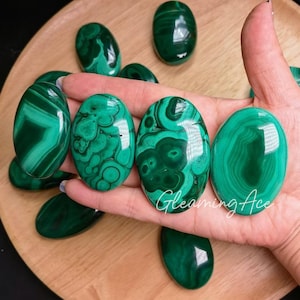 Natural Polished Malachite Palmstone, Green Malachite Pocket Stones