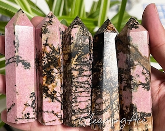 High Quality Natural Rhodonite Tower Rhodonite Point