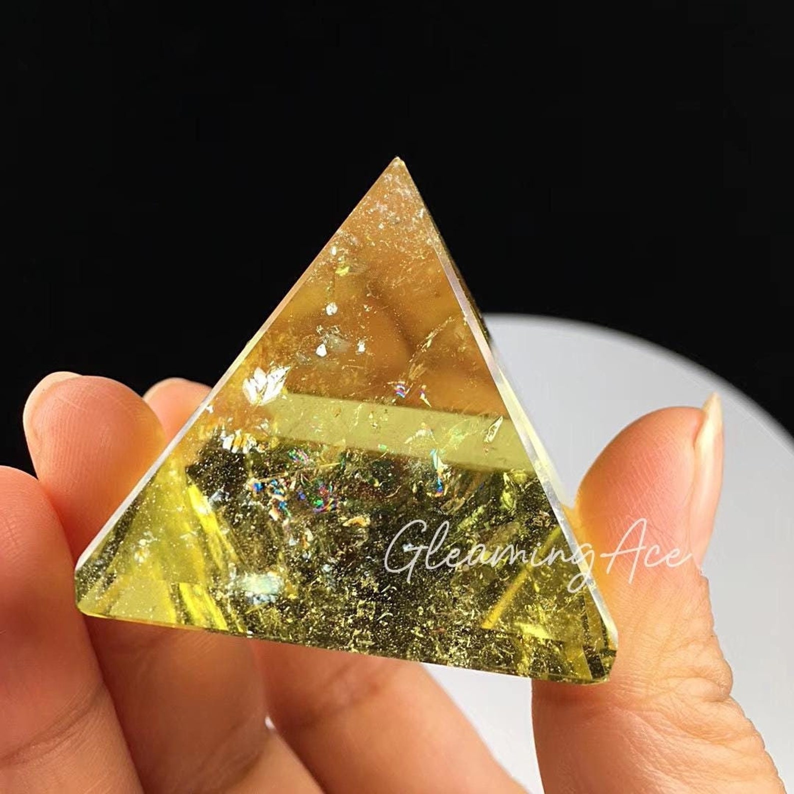 Pyramidal Quartz Natural Citrine Quartz Pyramid, Pyramid Crystal Healing Gift, Reiki ...