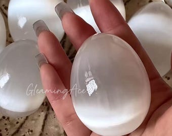 2.3" Natural Selenite Egg White Selenite Crystal Egg Meditation Crystal