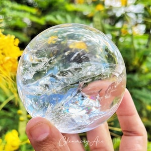 Clear Quartz Sphere With Stand, Clear Quartz Ball, Healing Crystal Sphere, Metaphysical Healing