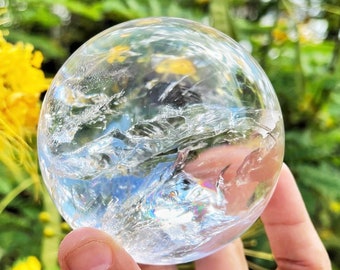 Clear Quartz Sphere With Stand, Clear Quartz Ball, Healing Crystal Sphere, Metaphysical Healing