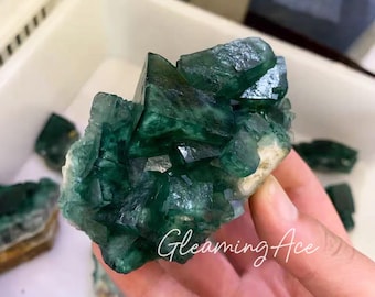 Natural Raw Green Fluorite Cluster, Rough Fluorite Crystal Specimen