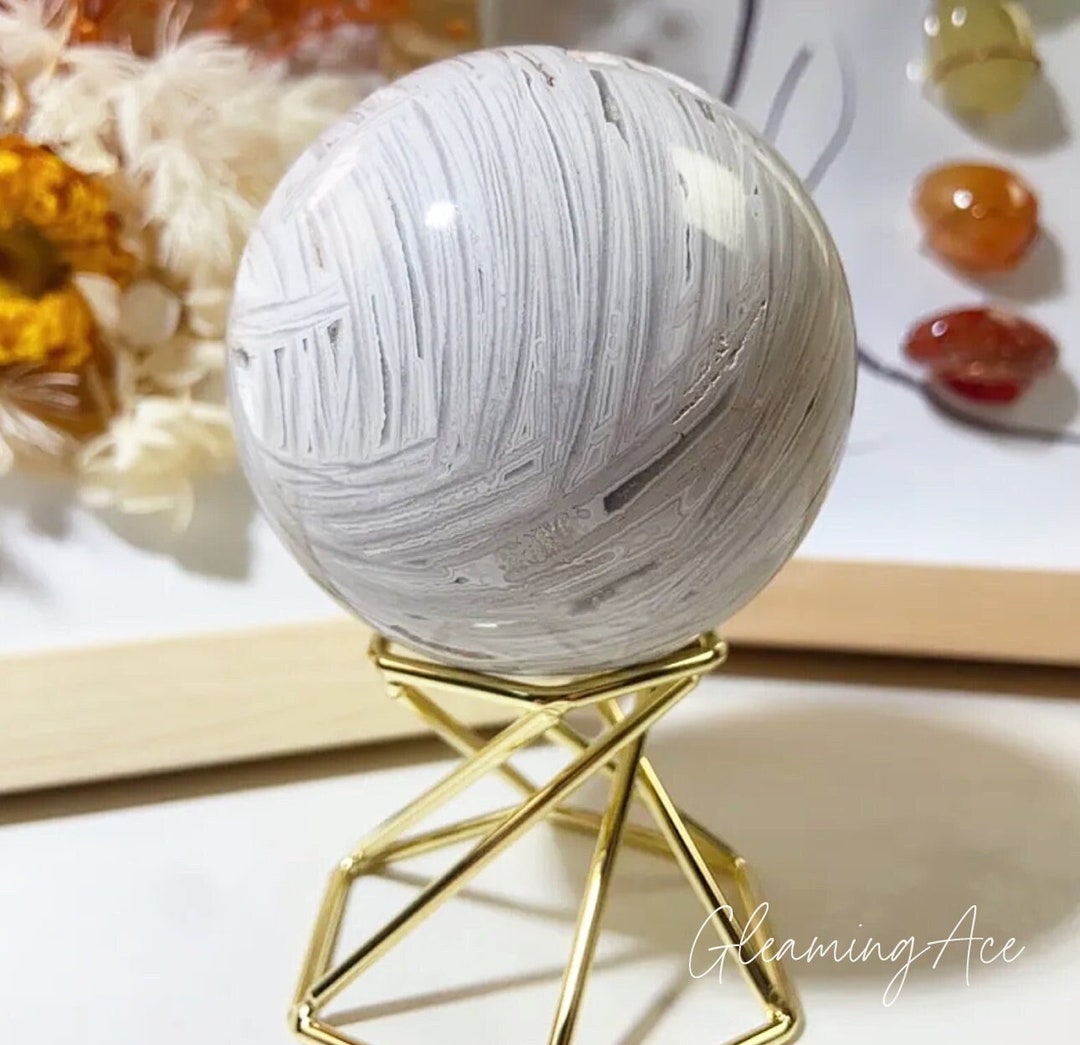 Mexican White Crazy Druzy Lace Agate Sphere Healing Chakra Natural ...