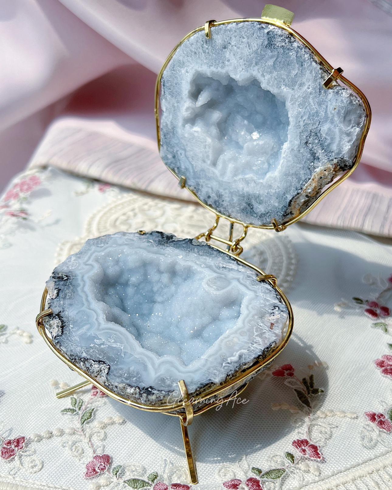 アゲート　リング　ボックス　ジオード Natural Crystal Geode Ring Boxes, Geode Agate Jewelry Box, Wedding