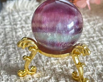 Natural Candy Fluorite Sphere Rainbow Fluorite Crystal Ball Reiki Healing 37mm
