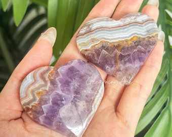 Mexican Crazy Lace Agate Amethyst Heart Crystal Gift 1PC
