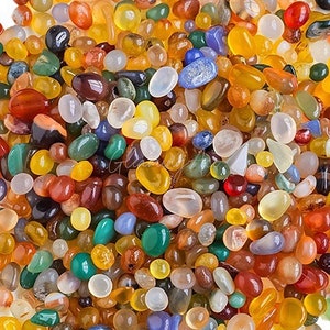 High Quality Natural Mixed Color Agate Chips, Bulk Wholesale Polished Raw Mini Gemstones Pebbles Grid