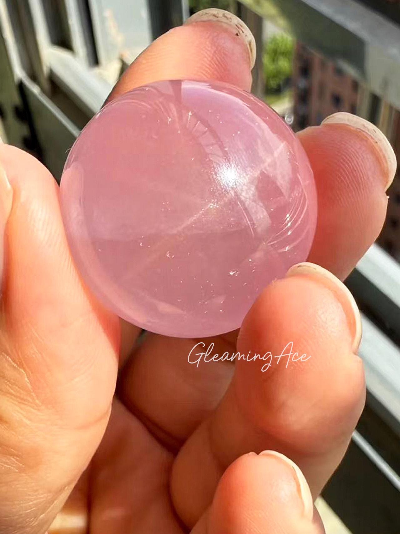 【SALE‼️70mm】　スターフラッシュ　ローズクォーツ　スフィア Natural Star Rose Quartz Sphere, High Quality Mozambique Six Star