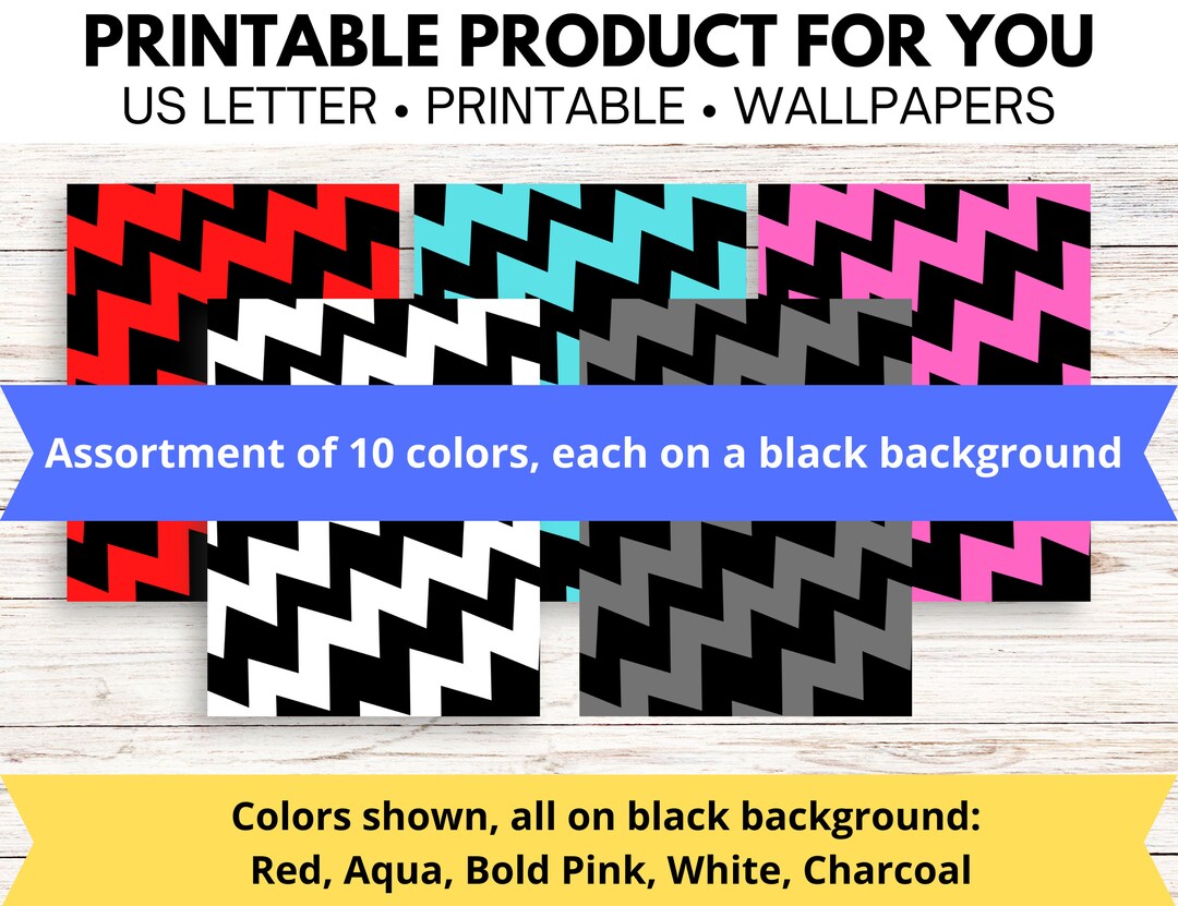 Digital Wallpaper Bundle, Rick Rack Pattern, Black Background, Bold ...