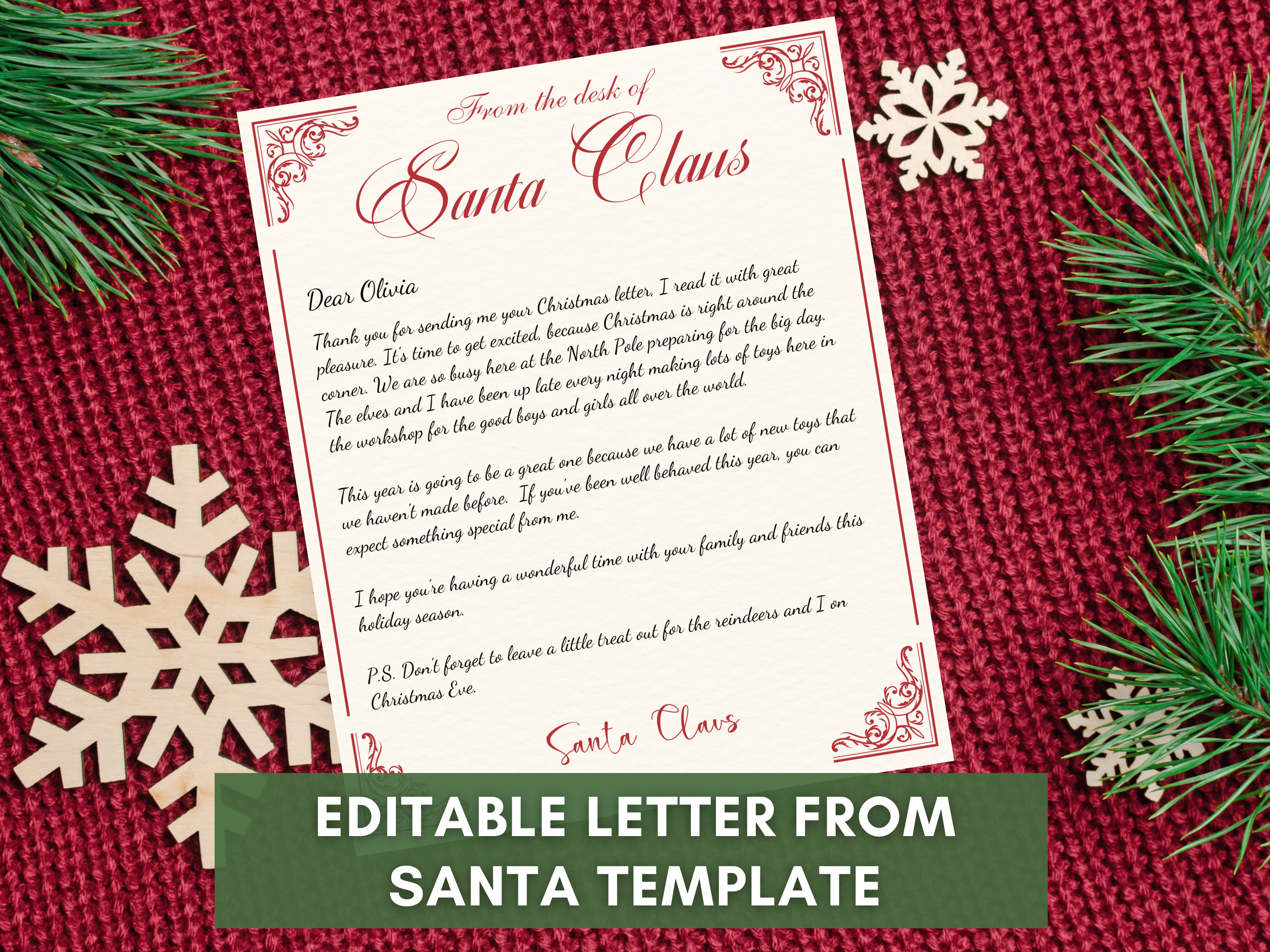 Letter From Santa Template, Santa Response Letter Printable, Christmas