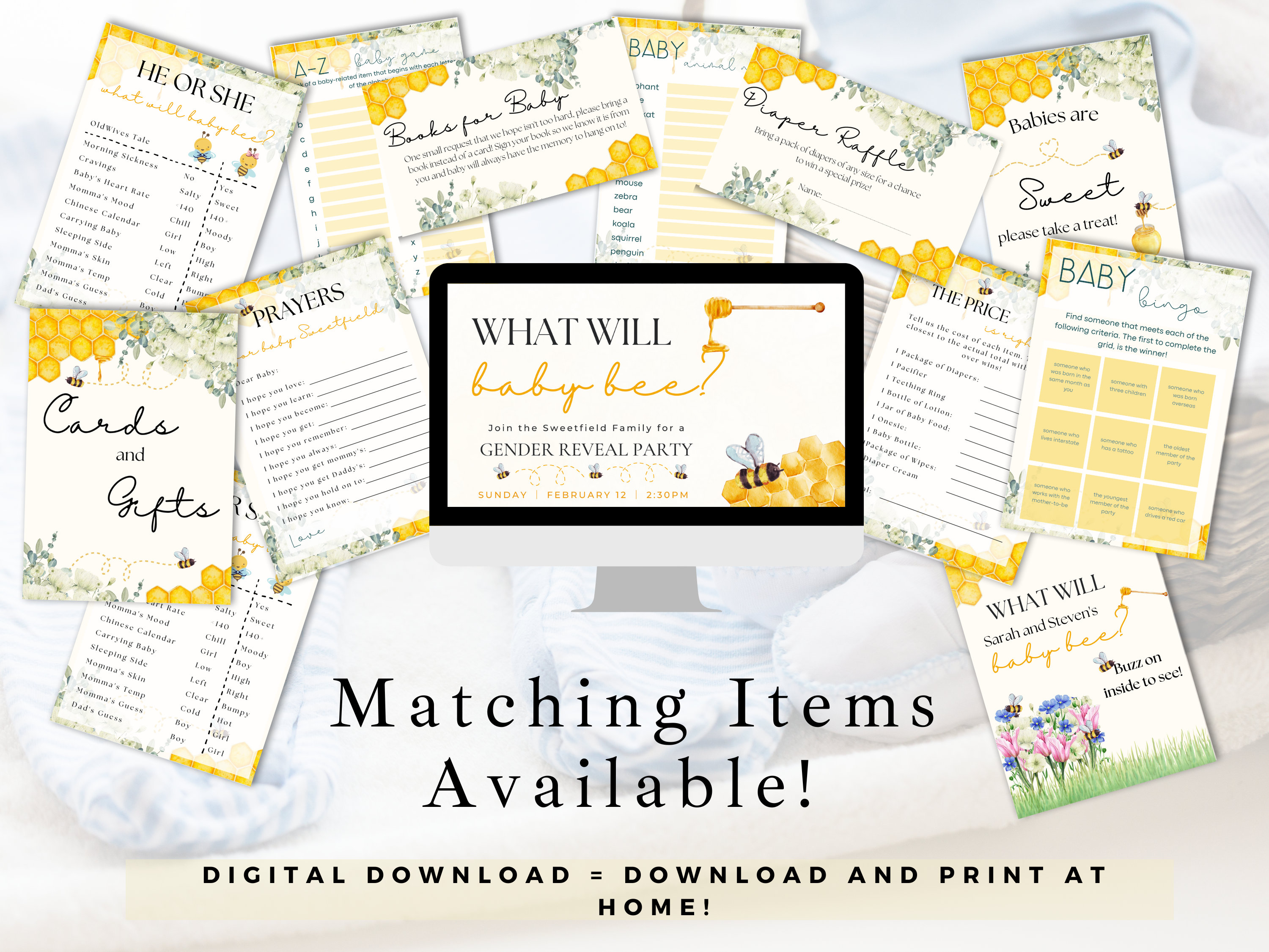 Bee Guest Book Sign Gender Neutral Sweet as Can Bee Will Baby - Etsy