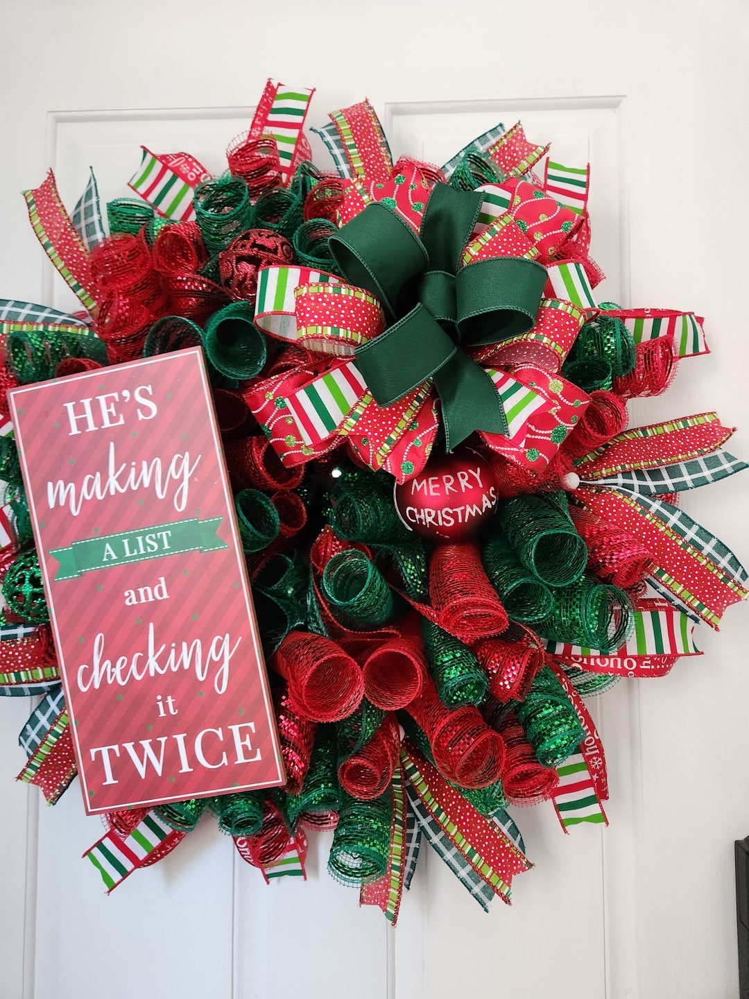 He's Making a List and Checking It Twice Christmas Wreath, Great