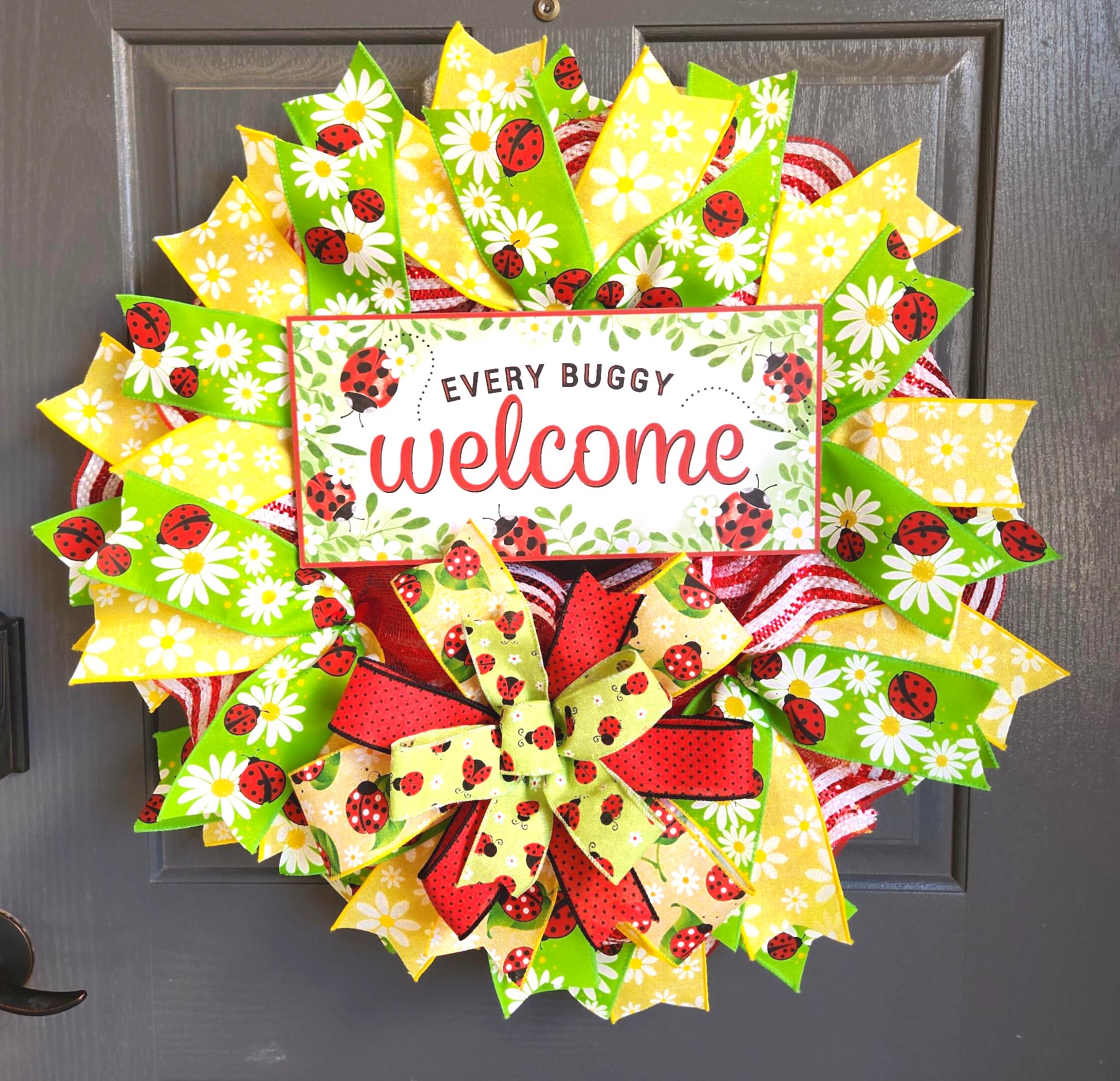 Ladybug Welcome Wreath: Spring Summer Daisy Door Decor - Etsy