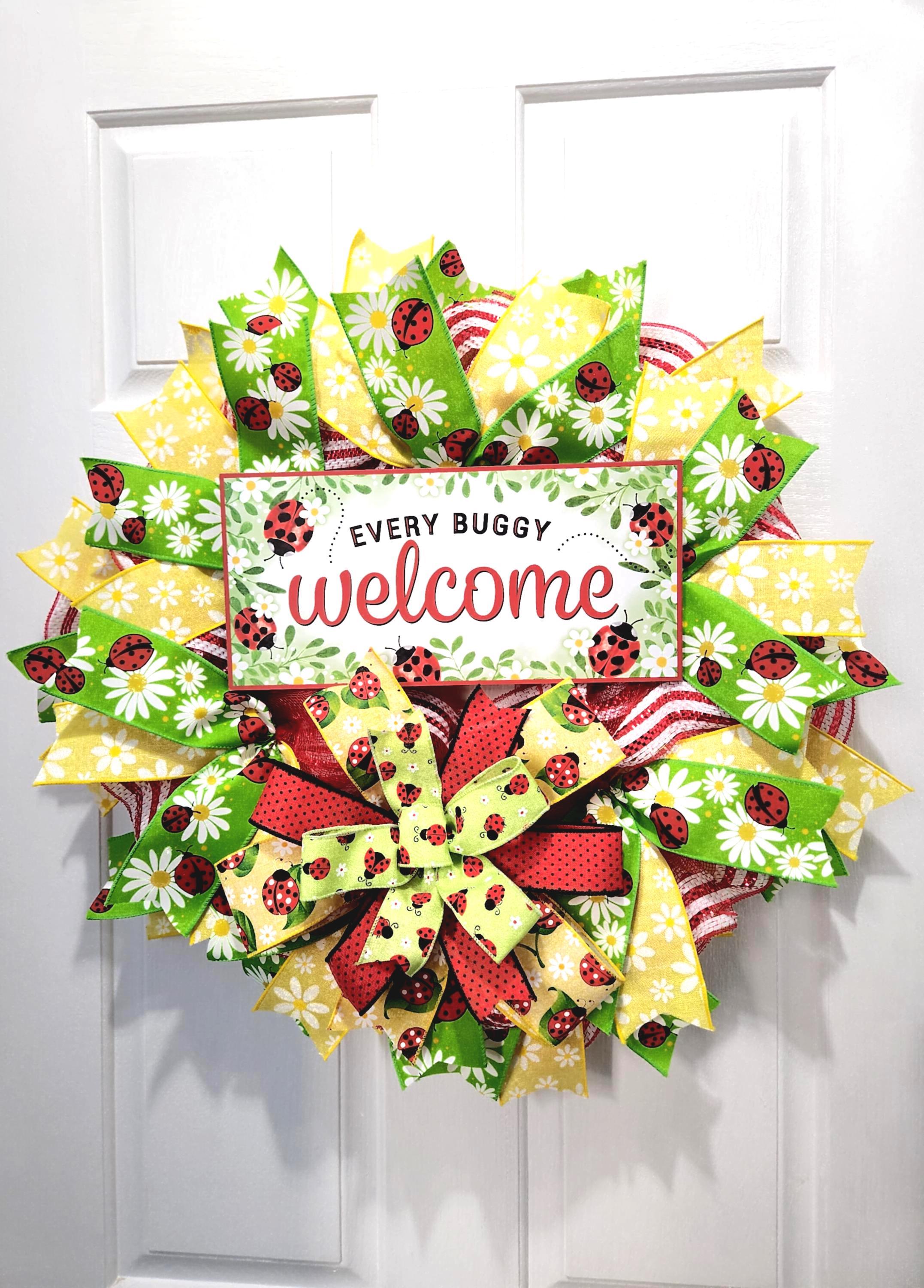 Ladybug Welcome Wreath: Spring Summer Daisy Door Decor - Etsy
