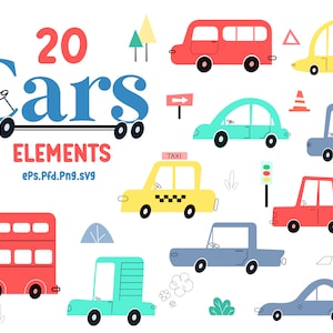 Cars Clipart Design, Cars Clipart bundle, Preschool  Clipart, Cars Sticker, Cars png, Cars svg.