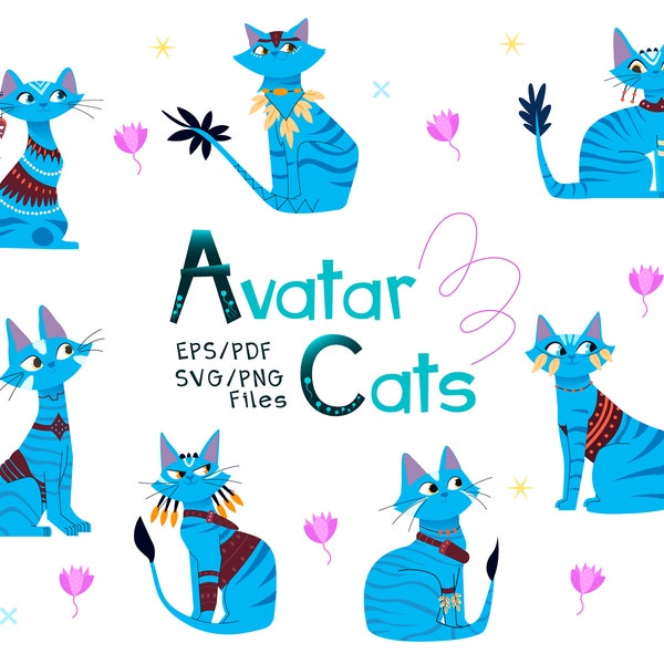 Avatar Cats Design, Avatar svg, Clipart bundle, Avatar png, Avatar fans, Avatar Stickers, Avatar Sublimation Designs.