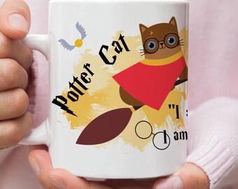 Wizard Cats Coffee Mug, Potter Mug, Magic Cup, Cat Lover Gift