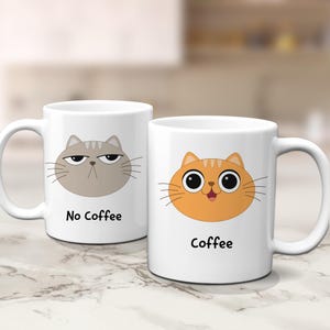 Coffee / Not Coffee Cat expression Ceramic mug