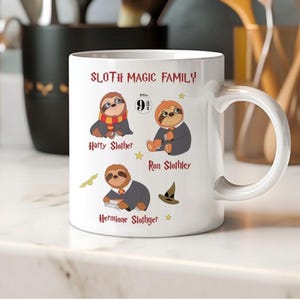 Sloth Wizard Potter Mug, Hogwarts Gryffindor Birthday gift, coffee lover