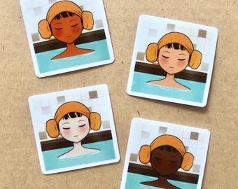 Relaxing in Korean Spa/Jjimjilbang Vinyl Stickers