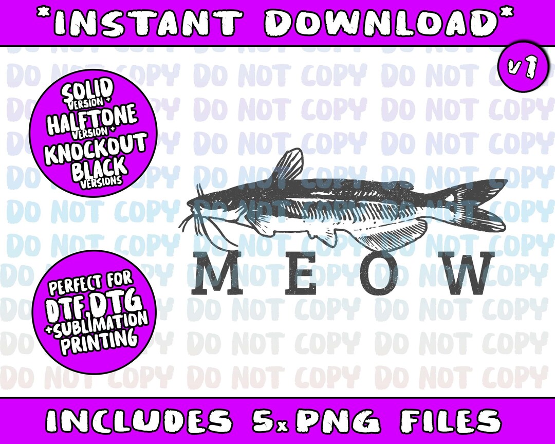 Funny Catfish Meow Catfishing Fishing Fisherman Gift Png Etsy