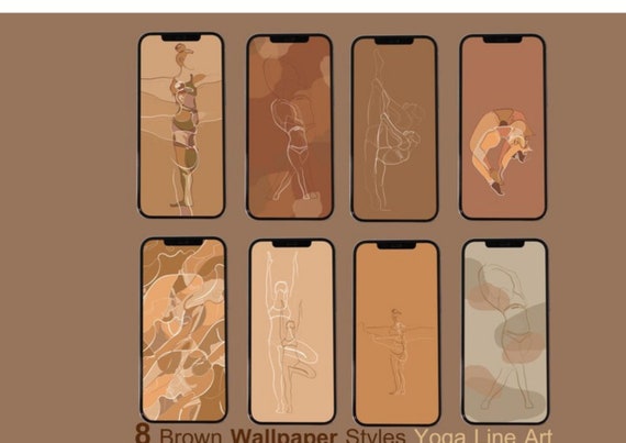 Iphone Ipad Ipod Wallpaper Yoga Line Art Brown Color Etsy Iphone Ipad Ipod Wallpaper Yoga Line Art Brown Color Etsy