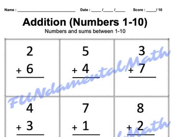 72 Page Math Bundle Counting and Adding Numbers 1-10 for - Etsy