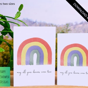 Que todos tus sueños se hagan realidad / Arco iris / Graduación / Buena suerte / Amistad / Tarjeta de felicitación imprimible / Descarga instantánea