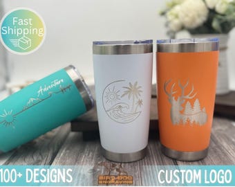 Personalized Laser Engraved 20oz Tumbler, Custom Logo Cup, Corporate Gift